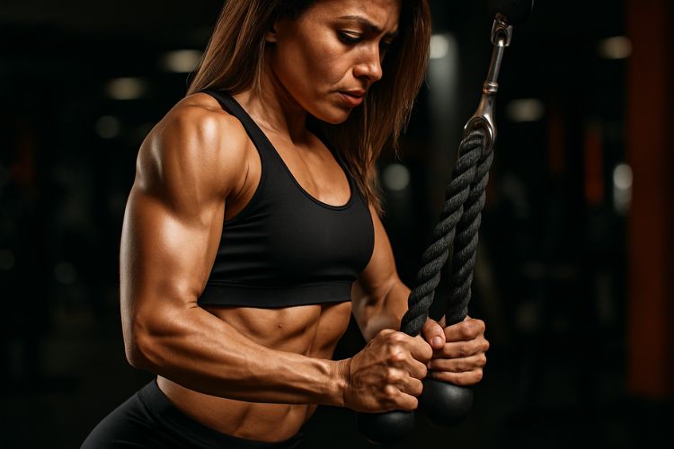 mulher fazendo exercício para deltóide